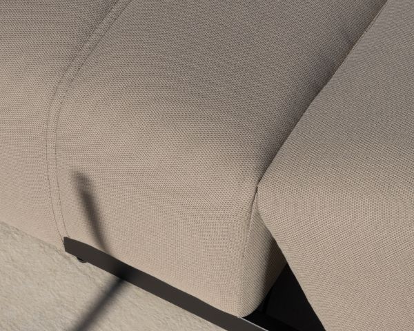 Tumbona de diseño minimalista fabricada en tejido especial para exteriores «Sunset Bay» en color topo con pespuntes