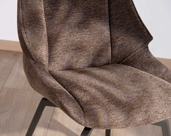 Lote de 2 sillas de comedor color chocolate con patas metálicas, modelo «Niko»