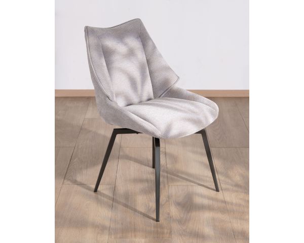 Lote de 2 sillas de comedor de diseño, con forma envolvente, en tela gris claro «Niko»