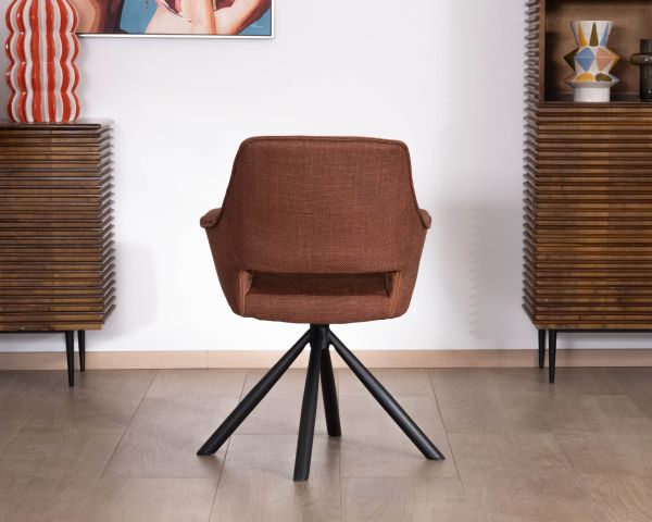 Lote de 2 sillones giratorios de comedor en tejido de doble textura color cobre «Chilko», de estilo retro