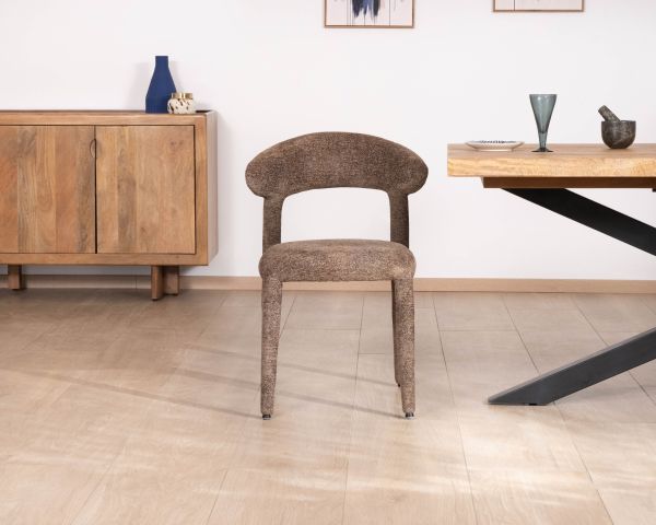 Lote de 2 sillas de diseño con tapizado integral en tejido de rizo marrón «Amarello»