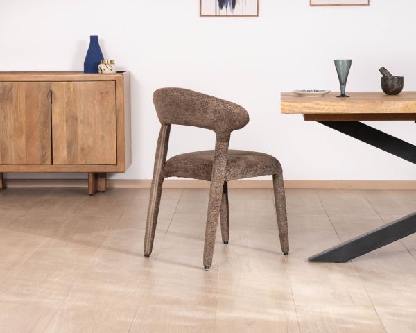 Lote de 2 sillas de diseño con tapizado integral en tejido de rizo marrón «Amarello»