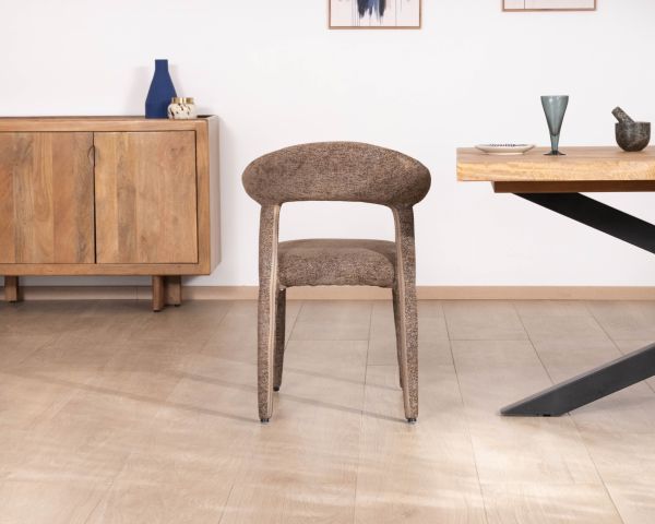 Lote de 2 sillas de diseño con tapizado integral en tejido de rizo marrón «Amarello»