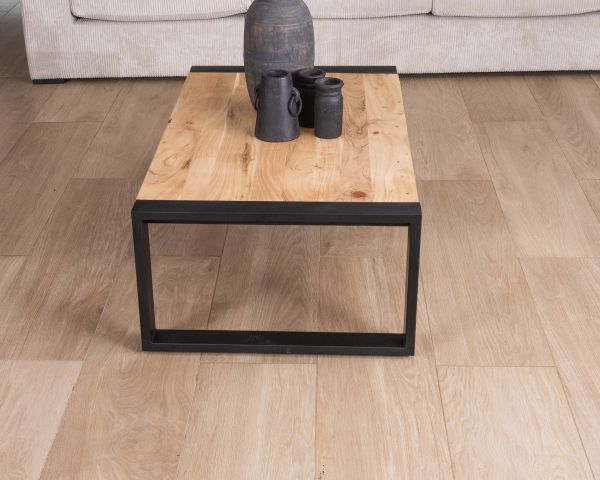 Mesa de centro rectangular de estilo industrial, de metal y madera, «Montréal»