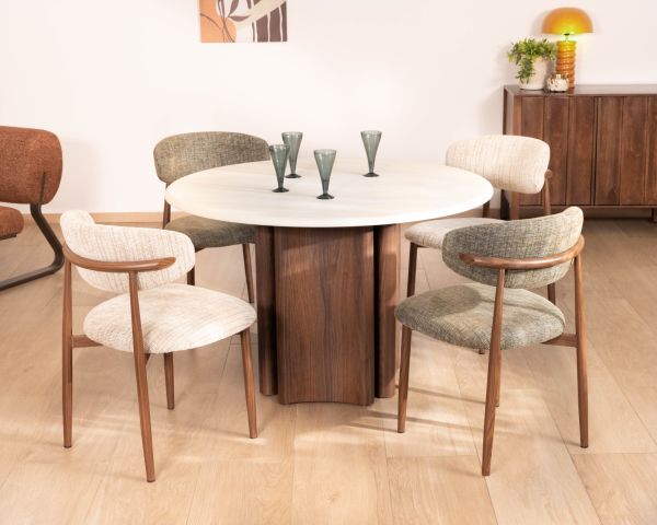 Mesa de comedor redonda de estilo retro «Arpège», 120 cm