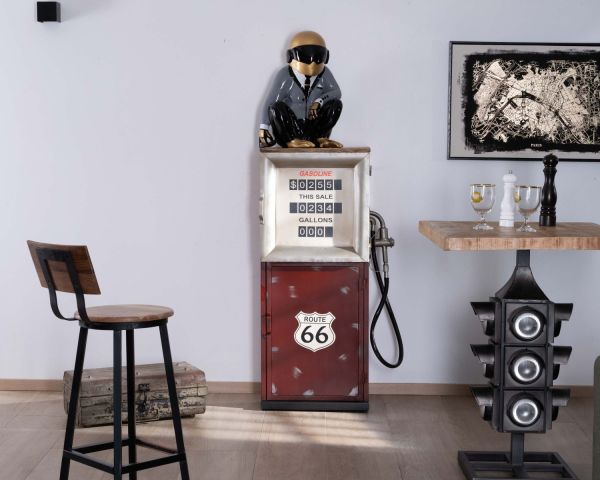 Trona de estilo industrial de acacia y metal negro «Los Ángeles»