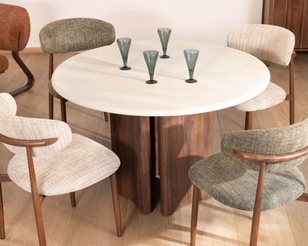 Mesa de comedor redonda de estilo retro «Arpège», 120 cm