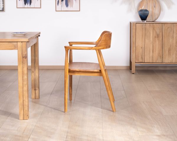 Lote de 2 sillas de comedor de diseño retro «Vicenza» de teca maciza