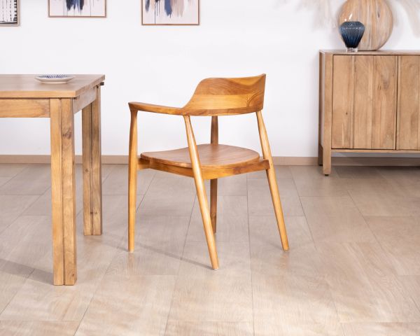 Lote de 2 sillas de comedor de diseño retro «Vicenza» de teca maciza