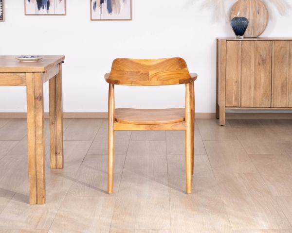Lote de 2 sillas de comedor de diseño retro «Vicenza» de teca maciza