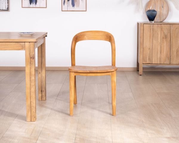 Juego de 2 sillas de comedor de diseño minimalista «Dilmona» en teca maciza
