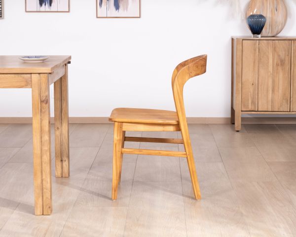 Juego de 2 sillas de comedor de diseño minimalista «Dilmona» en teca maciza