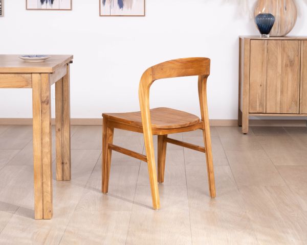 Juego de 2 sillas de comedor de diseño minimalista «Dilmona» en teca maciza