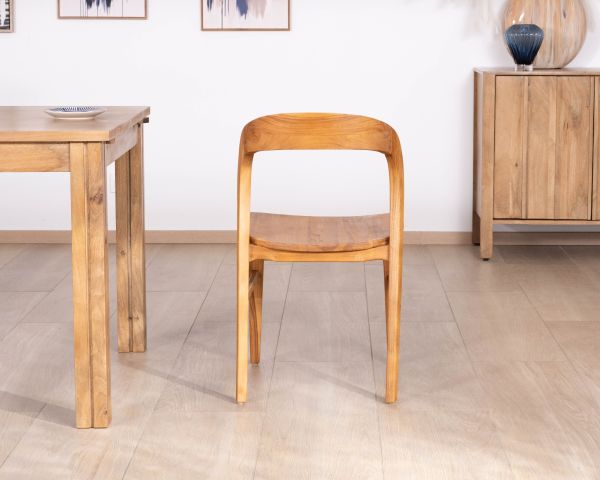 Juego de 2 sillas de comedor de diseño minimalista «Dilmona» en teca maciza