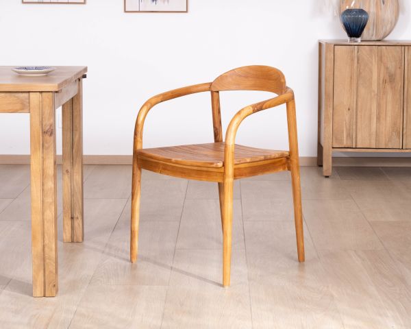 Lote de 2 sillas de comedor retro de teca maciza natural «Rimina»