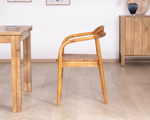 Lote de 2 sillas de comedor retro de teca maciza natural «Rimina»
