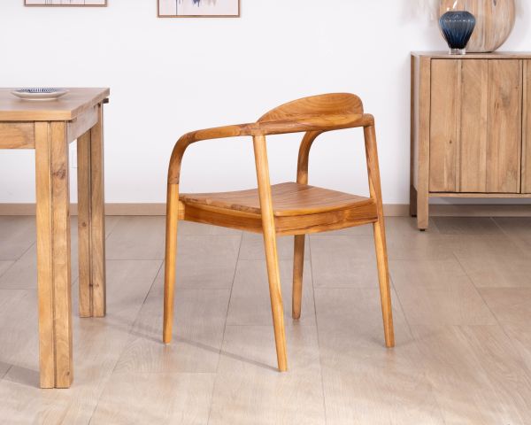 Lote de 2 sillas de comedor retro de teca maciza natural «Rimina»