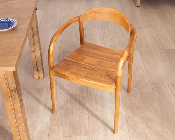 Lote de 2 sillas de comedor retro de teca maciza natural «Rimina»