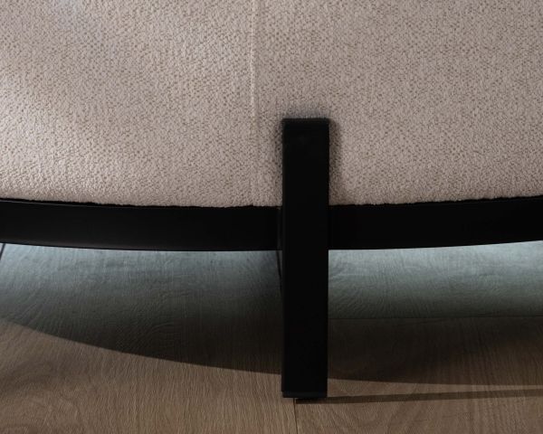 Sillón redondo de 120 cm en tela blanca jaspeada y cojines de terciopelo acanalado «Sweet Culture»