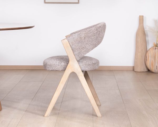 Lote de 2 sillas de comedor de diseño orgánico «Kyara» en tela cruda tejida