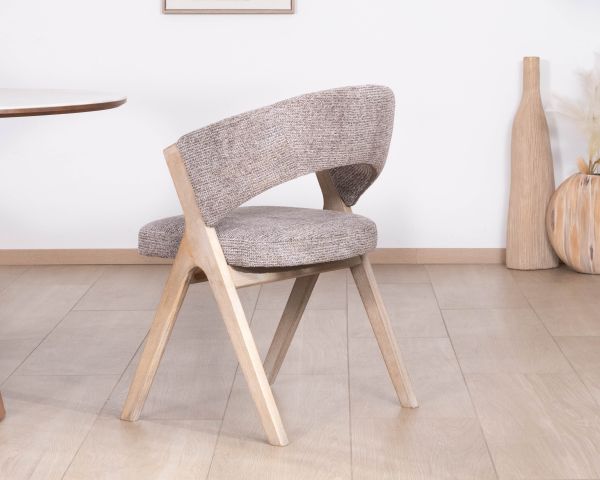 Lote de 2 sillas de comedor de diseño orgánico «Kyara» en tela cruda tejida