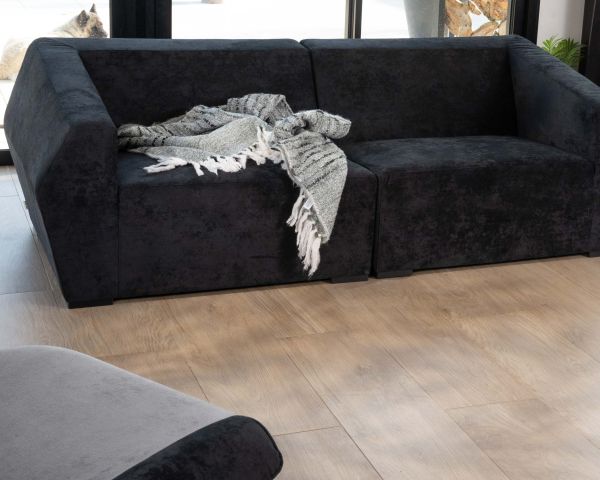 Sofá modular de diseño en terciopelo antracita «Skult», de 2/3 plazas