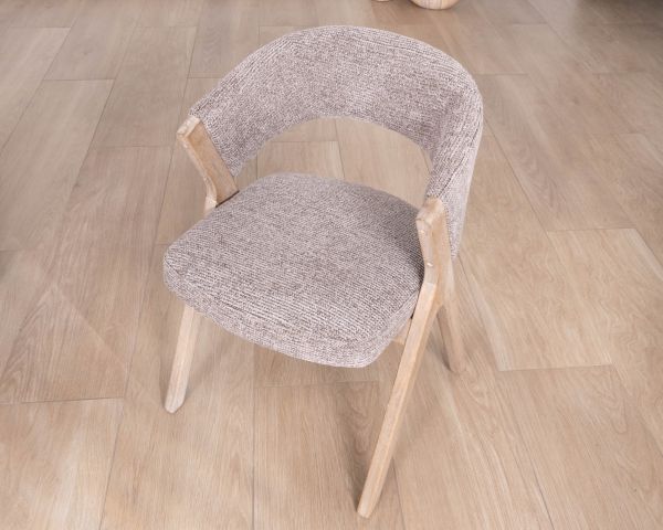 Lote de 2 sillas de comedor de diseño orgánico «Kyara» en tela cruda tejida