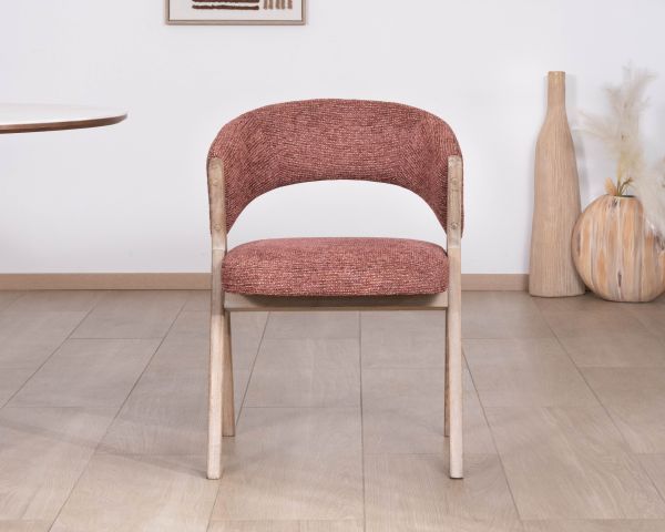 Lote de 2 sillas de comedor color tierra de Siena «Kyara», de estilo retro-contemporáneo