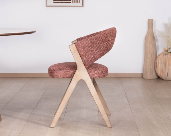 Lote de 2 sillas de comedor color tierra de Siena «Kyara», de estilo retro-contemporáneo