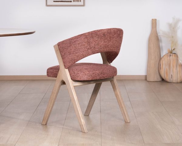 Lote de 2 sillas de comedor color tierra de Siena «Kyara», de estilo retro-contemporáneo