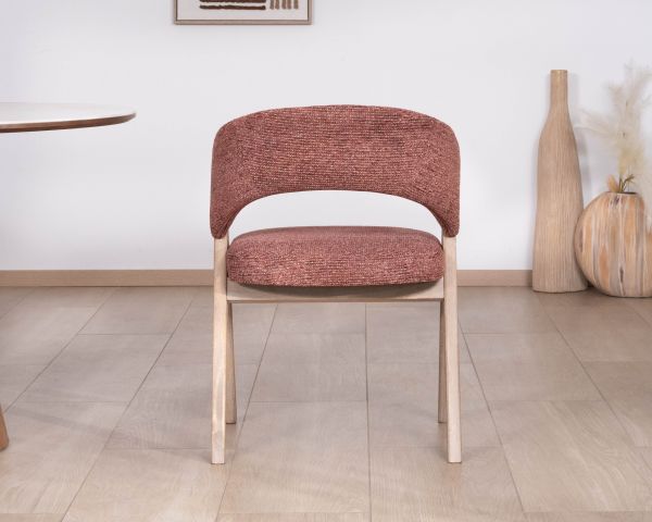 Lote de 2 sillas de comedor color tierra de Siena «Kyara», de estilo retro-contemporáneo