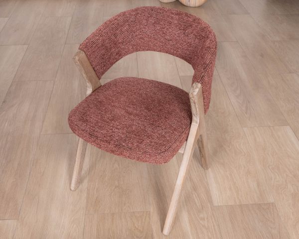 Lote de 2 sillas de comedor color tierra de Siena «Kyara», de estilo retro-contemporáneo