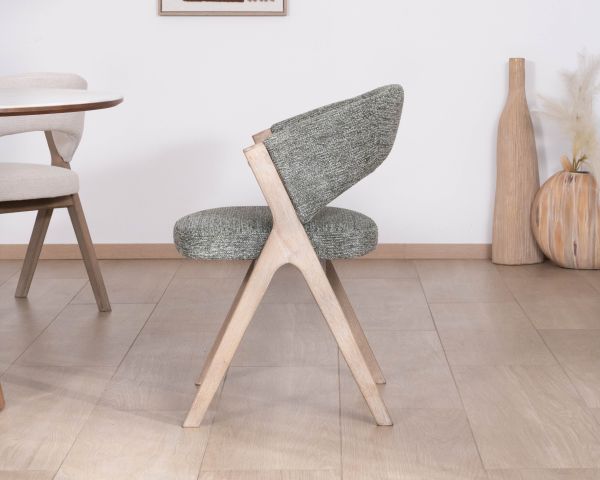 Juego de 2 sillas de comedor de estilo retro en color verde salvia «Kyara», de madera de caucho