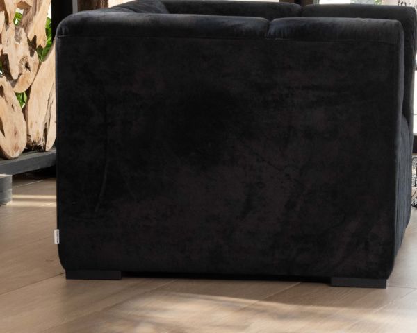 Sillón de diseño cúbico en terciopelo antracita con costuras «Enjoy Home»