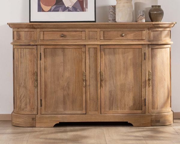 Aparador de madera maciza de mango con bordes redondeados, 150 cm, «Eglantine»