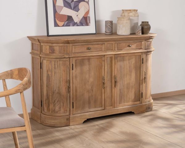 Aparador de madera maciza de mango con bordes redondeados, 150 cm, «Eglantine»
