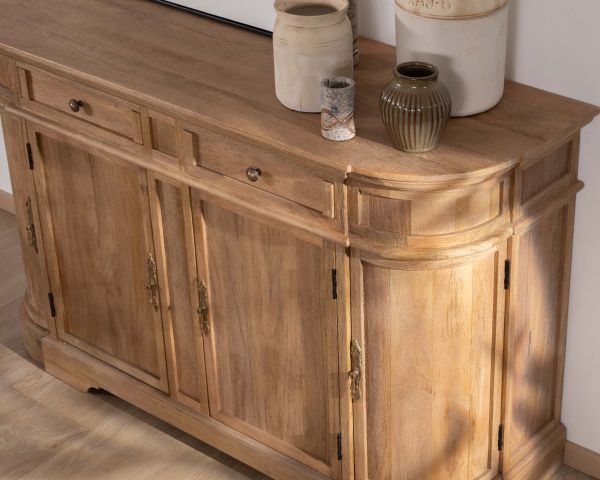 Aparador de madera maciza de mango con bordes redondeados, 150 cm, «Eglantine»