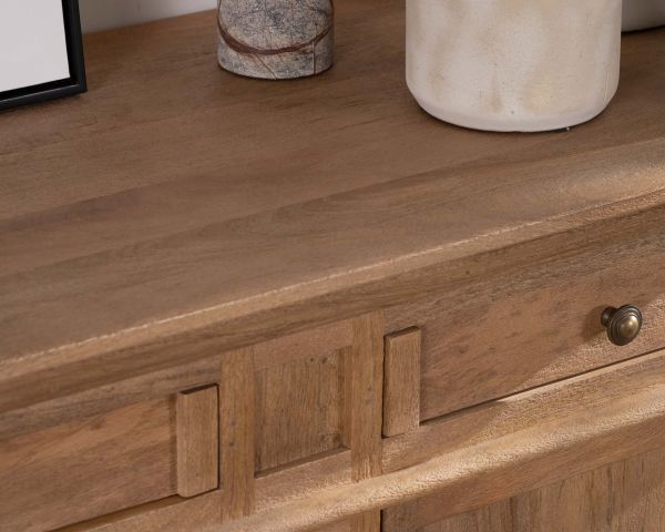 Aparador de madera maciza de mango con bordes redondeados, 150 cm, «Eglantine»