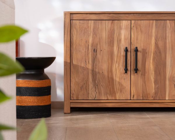 Aparador bajo de 155 cm, estilo rústico, de madera reciclada «Mokal»