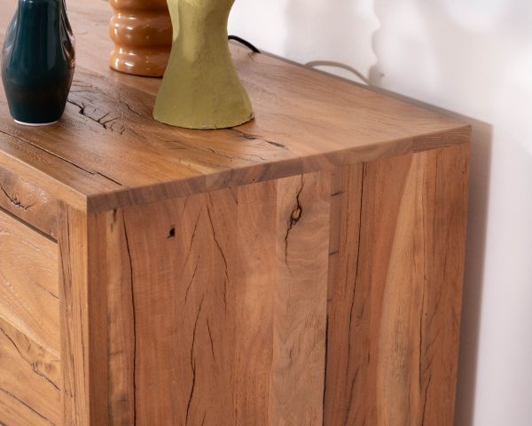Aparador bajo de 155 cm, estilo rústico, de madera reciclada «Mokal»