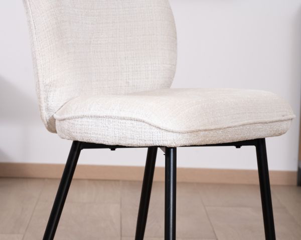 Lote de 2 sillas de comedor cómodas de estilo escandinavo «Kinsac» en tejido de rizo blanco