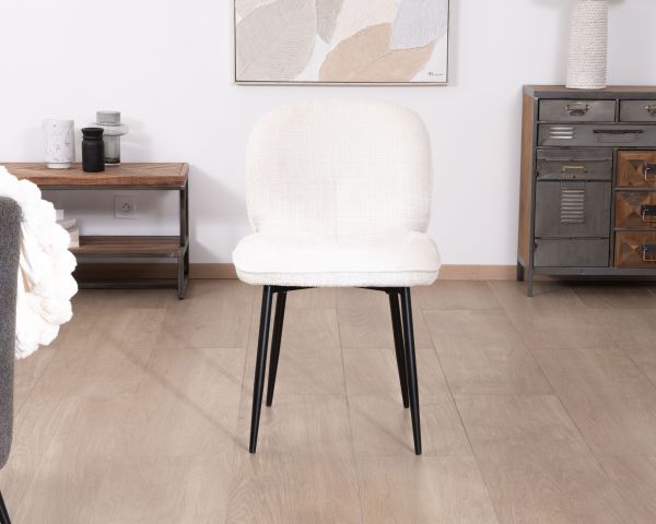 Lote de 2 sillas de comedor cómodas de estilo escandinavo «Kinsac» en tejido de rizo blanco