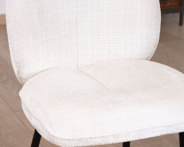 Lote de 2 sillas de comedor cómodas de estilo escandinavo «Kinsac» en tejido de rizo blanco