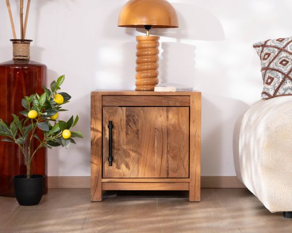 Mesita de noche de madera reciclada con estilo rústico «Mokal»