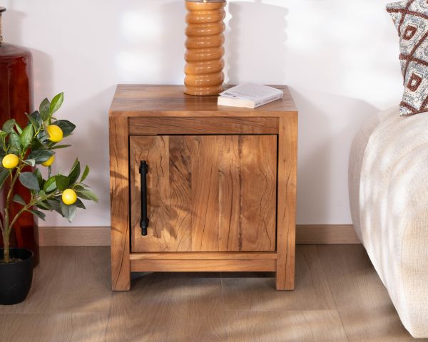 Mesita de noche de madera reciclada con estilo rústico «Mokal»