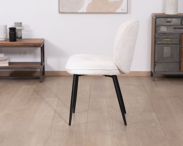 Lote de 2 sillas de comedor cómodas de estilo escandinavo «Kinsac» en tejido de rizo blanco