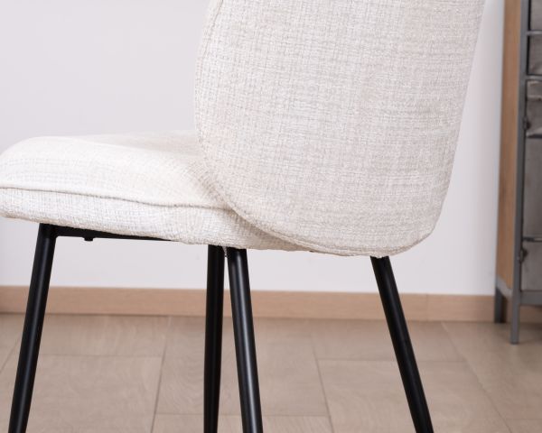 Lote de 2 sillas de comedor cómodas de estilo escandinavo «Kinsac» en tejido de rizo blanco