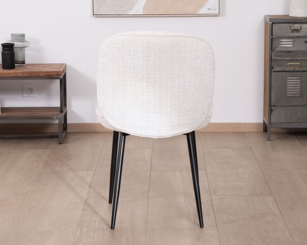 Lote de 2 sillas de comedor cómodas de estilo escandinavo «Kinsac» en tejido de rizo blanco