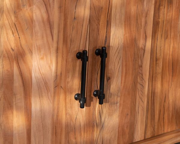 Mueble bajo lavabo doble de madera reciclada «Mokal», de 150 cm, con estilo rústico