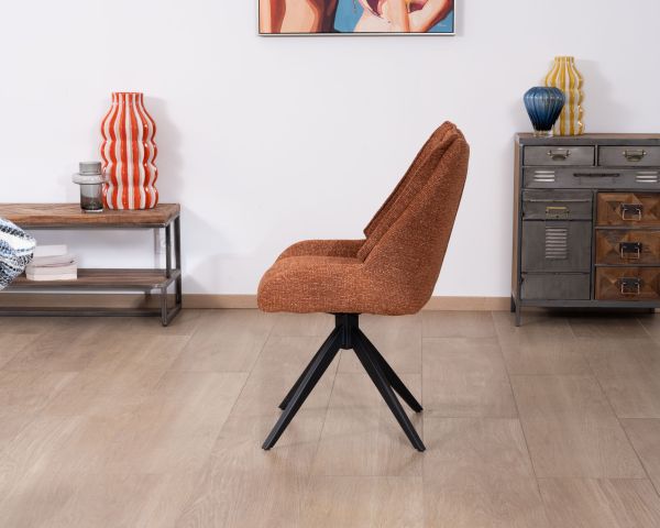 Lote de 2 sillas contemporáneas de tela color terracota «Webber» con base giratoria negra